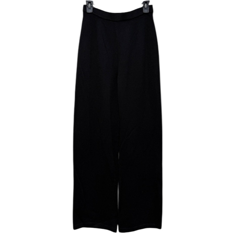 St. John Knit Wide Leg Pants Sz 6 Black Classic Luxury Business Casual Career